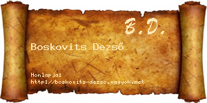 Boskovits Dezső névjegykártya